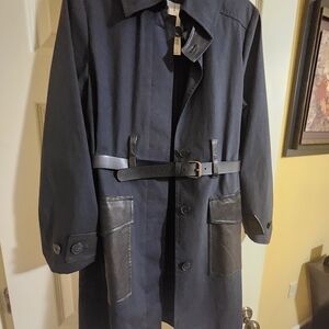 Theory Navy Belted Trench Coat